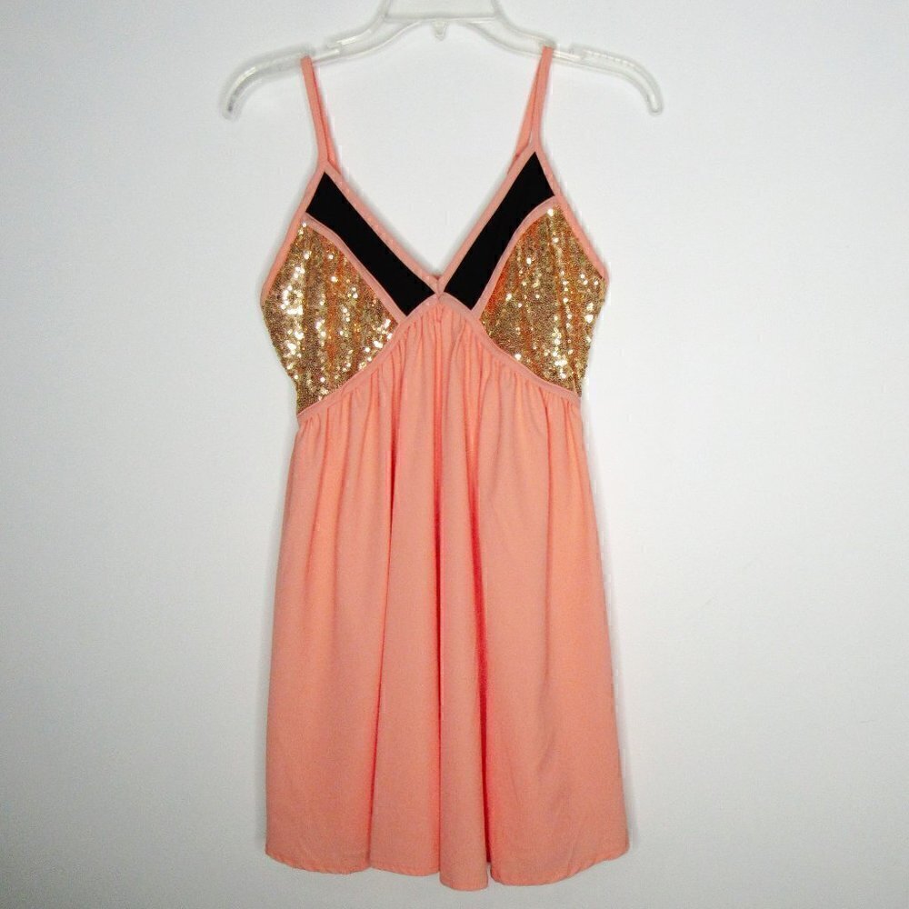 Tobi - Sequined Spaghetti Strap Mini-Dress -- S/P